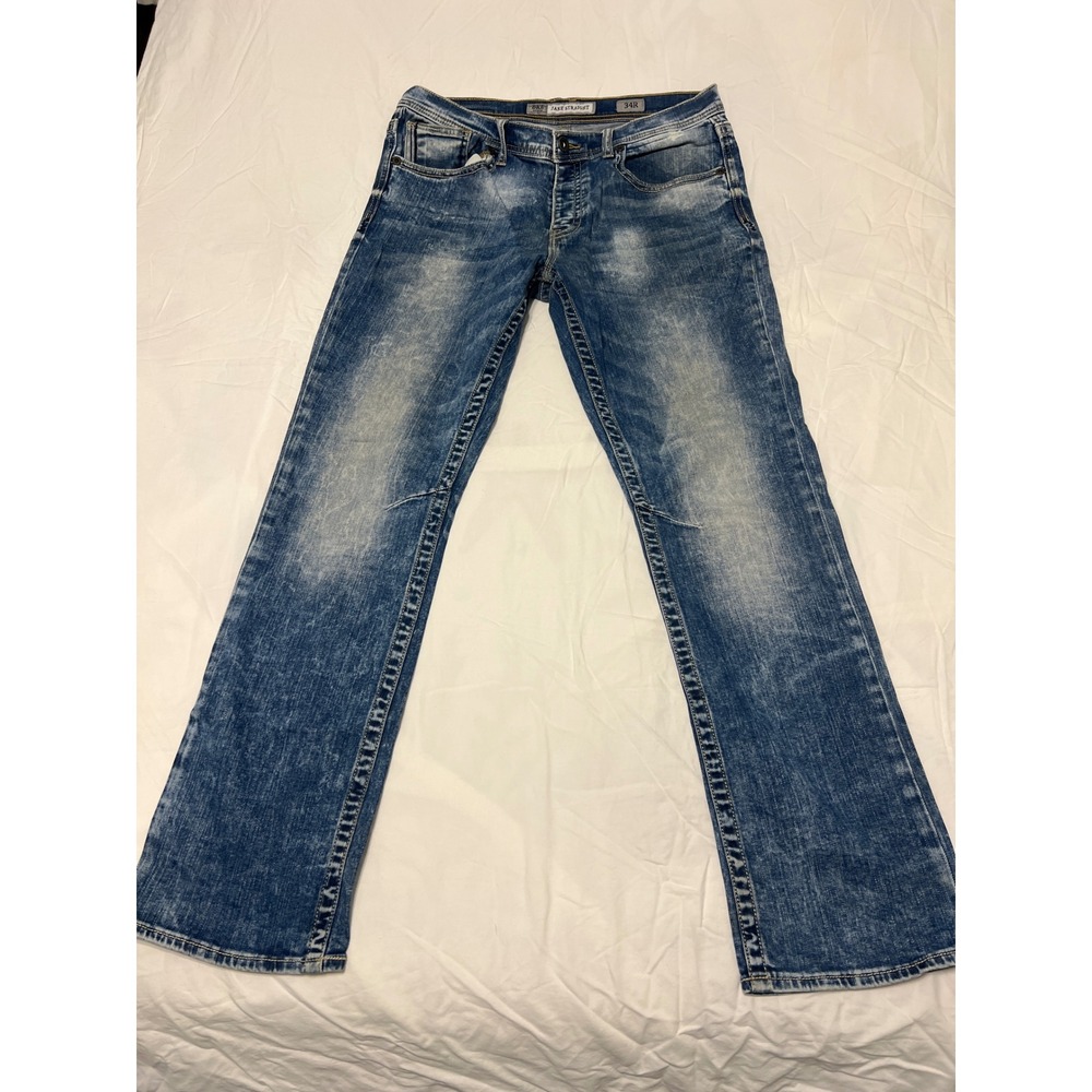 BKE Jake Straight Leg Jeans Mens 34R Medium Wash ABM16030 Blue Denim